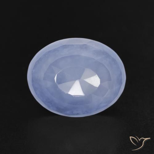 Calcédoine Bleu violacé naturelle ovale, 2.87 ct, Transparent