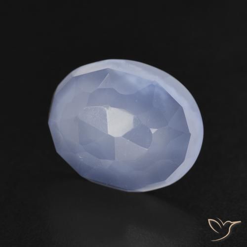 Calcédoine Bleu violacé naturelle ovale, 3.44 ct, Transparent