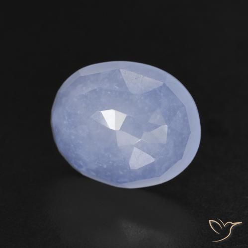 Calcédoine Bleu violacé naturelle ovale, 3.40 ct, Transparent