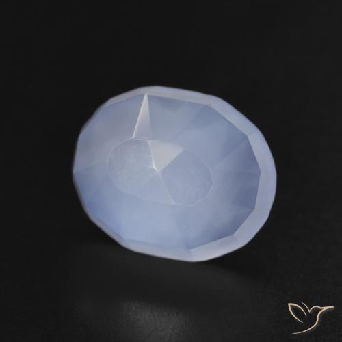 Calcédoine Bleu violacé naturelle ovale, 3.22 ct, Transparent
