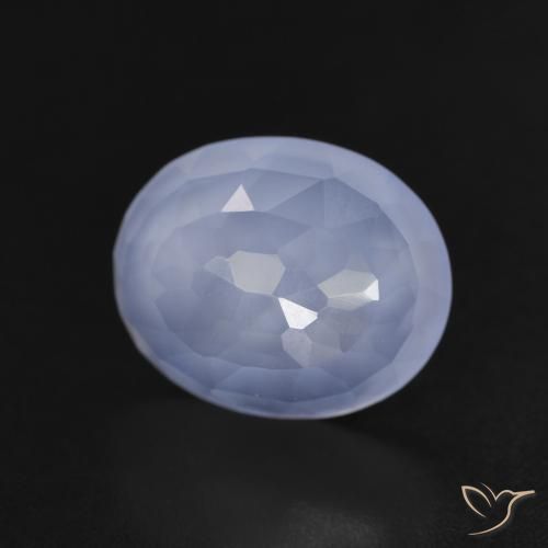 Calcédoine Bleu violacé naturelle ovale, 3.32 ct, Transparent