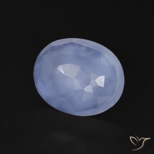 Calcédoine Bleu violacé naturelle ovale, 3.42 ct, Transparent