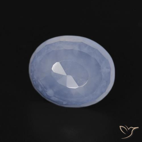 Calcédoine Bleu violacé naturelle ovale, 3.91 ct, Transparent