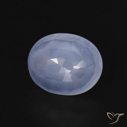 Calcédoine Bleu violacé naturelle ovale, 3.11 ct, Transparent