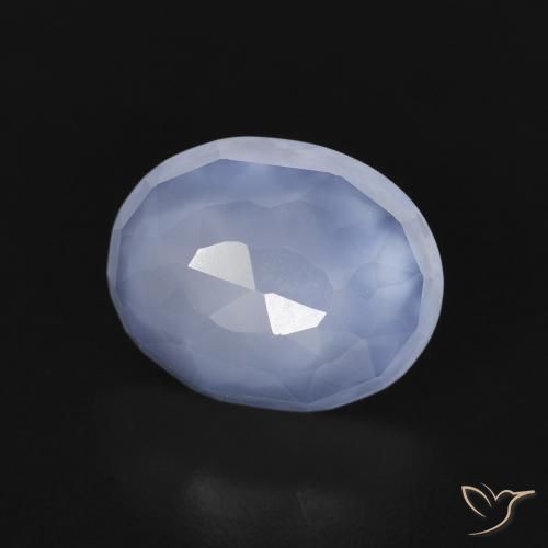 Calcédoine Bleu violacé naturelle ovale, 2.57 ct, Transparent