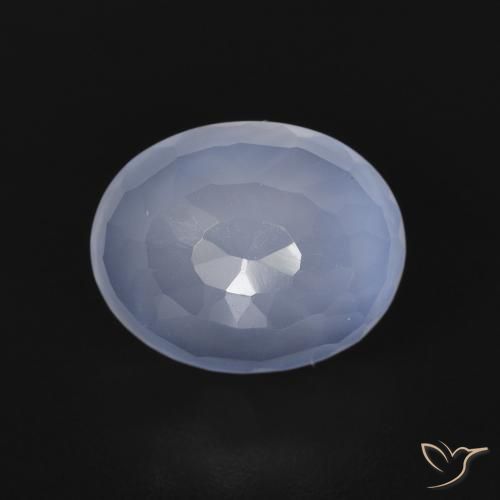 Calcédoine Bleu violacé naturelle ovale, 2.73 ct, Transparent