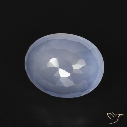 Calcédoine Bleu violacé naturelle ovale, 2.73 ct, Transparent