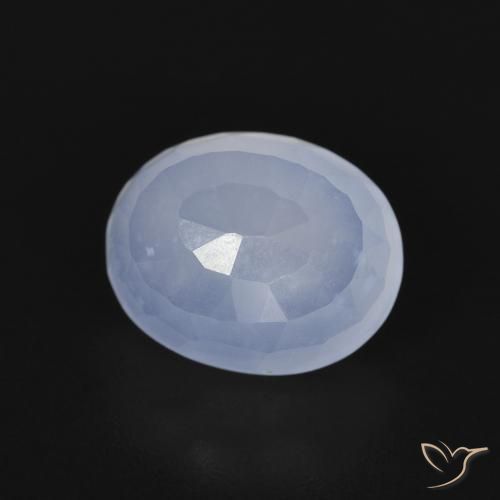 Calcédoine Bleu violacé naturelle ovale, 2.82 ct, Transparent