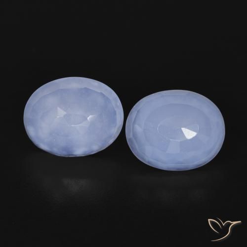 4.89ctw Naturel Bleu clair Calcédoine, ovale, Transparent