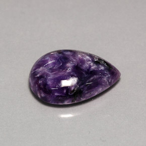 Charoïte violet naturelle en forme de poire, 5,55 ct, opaque