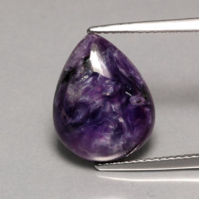 Charoïte violet naturelle en forme de poire, 5,55 ct, opaque