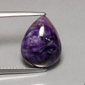 Charoïte violet naturelle en forme de poire, 7,30 ct, opaque