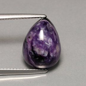 Charoïte violet naturelle en forme de poire, 5,63 ct, opaque