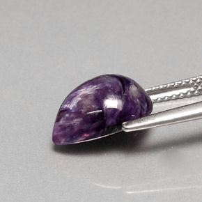 Charoïte violet naturelle en forme de poire, 3,61 ct, opaque
