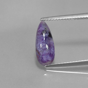 Charoïte violet naturelle en forme de poire, 1,73 ct, opaque