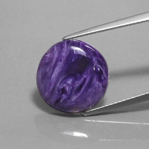 Charoïte violet naturelle coupe roude, 5,50 ct, opaque