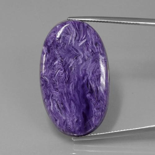 Charoïte Violet pourpre velours naturelle Coupe ovale, 34.88 ct, Opaque