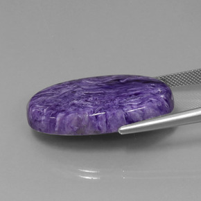 Charoïte Violet pourpre velours naturelle Coupe ovale, 34.88 ct, Opaque