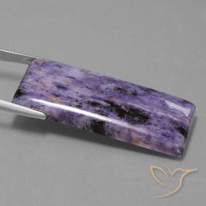 Charoïte Violet foncé naturelle Baquette, 58.04 ct, Opaque
