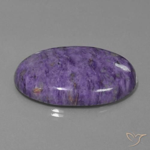 Charoïte Violet pourpre velours naturelle ovale, 62.41 ct, Opaque