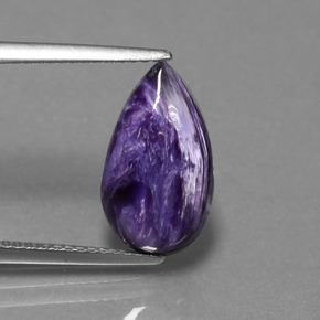 Charoïte violet naturelle en forme de poire, 4,07 ct, opaque