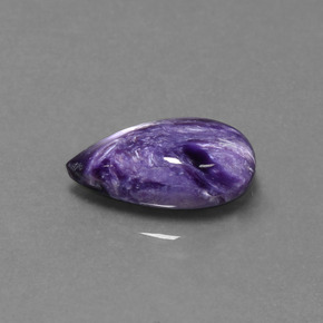 Charoïte violet naturelle en forme de poire, 4,07 ct, opaque