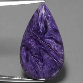 Charoïte violet naturelle en forme de poire, 15,63 ct, opaque