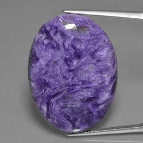 Charoïte Violet pourpre velours naturelle Coupe ovale, 31.76 ct, Opaque