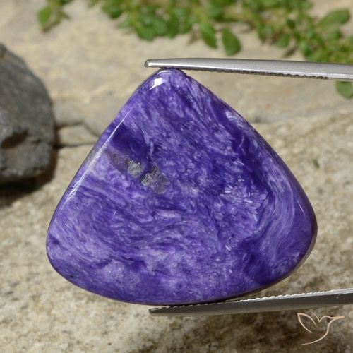 Charoïte violet moyen naturelle en forme de poire, 31,11 ct, opaque