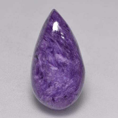 Charoïte violet pourpre velours naturelle en forme de poire, 6,47 ct, opaque