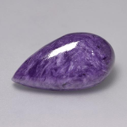Charoïte violet pourpre velours naturelle en forme de poire, 6,47 ct, opaque