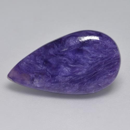 Charoïte violet naturelle en forme de poire, 5,87 ct, opaque