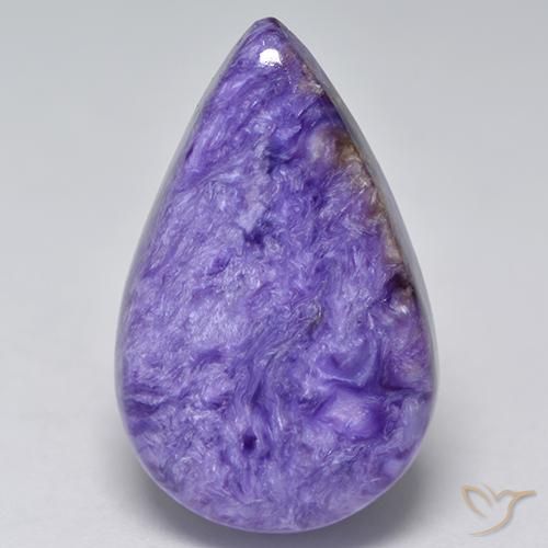 Charoïte Violet pourpre velour léger naturelle En forme de poire, 12.06 ct, Opaque