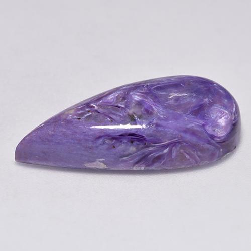 Charoïte violet moyen naturelle en forme de poire, 12,73 ct, opaque