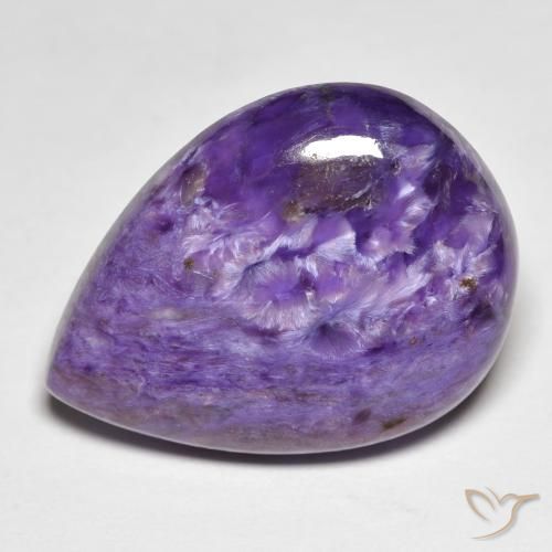 14.25ct Naturel Medium Dark-Violet Charoïte, En forme de poire, Opaque