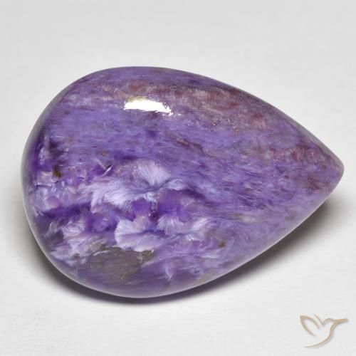 Charoïte Medium Dark-Violet naturelle En forme de poire, 14.25 ct, Opaque