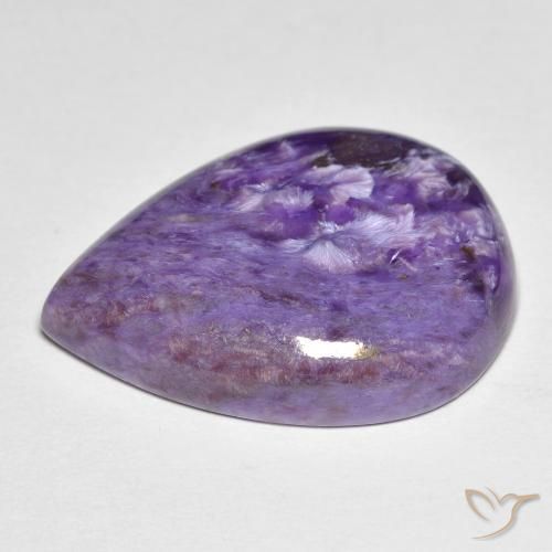 Charoïte Medium Dark-Violet naturelle En forme de poire, 14.25 ct, Opaque