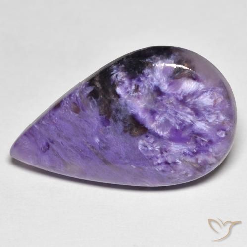 Charoïte violet naturelle en forme de poire, 11,83 ct, opaque