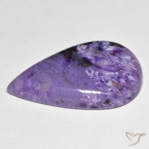 Charoïte violet naturelle en forme de poire, 11,83 ct, opaque