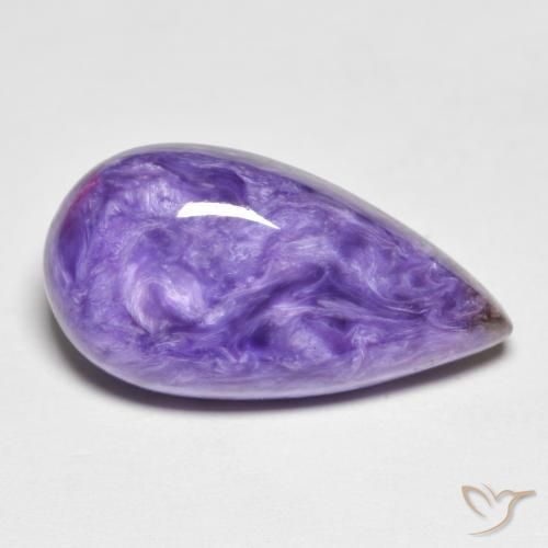 Charoïte violet naturelle en forme de poire, 9,67 ct, opaque