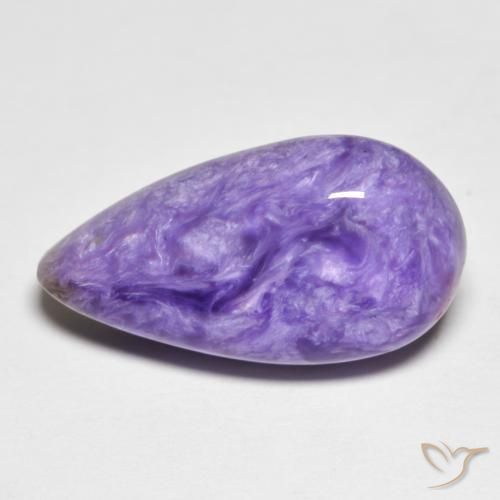 Charoïte violet naturelle en forme de poire, 9,67 ct, opaque