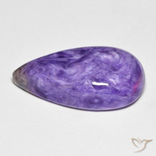 Charoïte violet naturelle en forme de poire, 9,67 ct, opaque