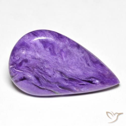 Charoïte Medium Dark-Violet naturelle En forme de poire, 11.71 ct, Opaque