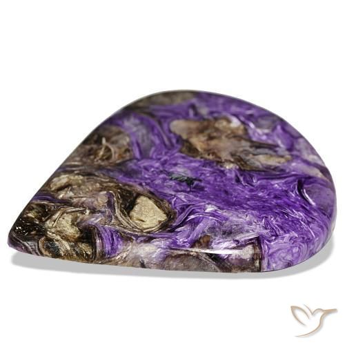 Charoïte violet naturelle en forme de poire, 80,16 ct, opaque