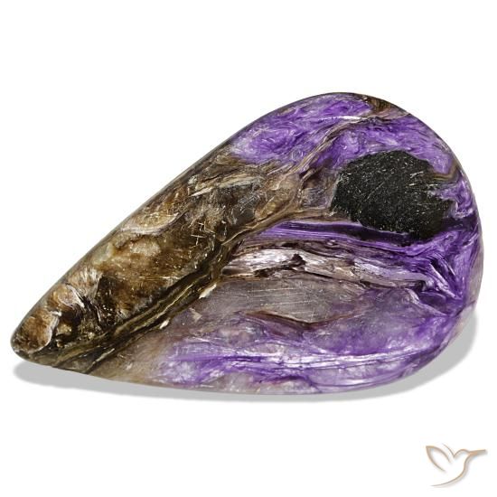 Charoïte violet naturelle en forme de poire, 53,10 ct, opaque