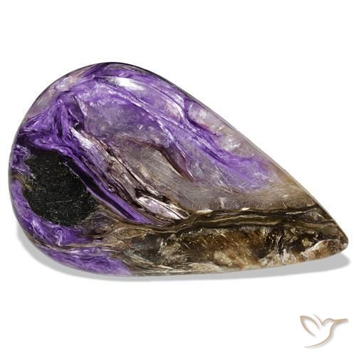 Charoïte violet naturelle en forme de poire, 53,10 ct, opaque