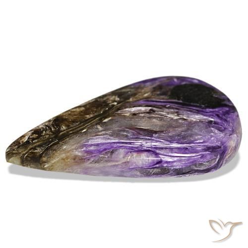 Charoïte violet naturelle en forme de poire, 53,10 ct, opaque