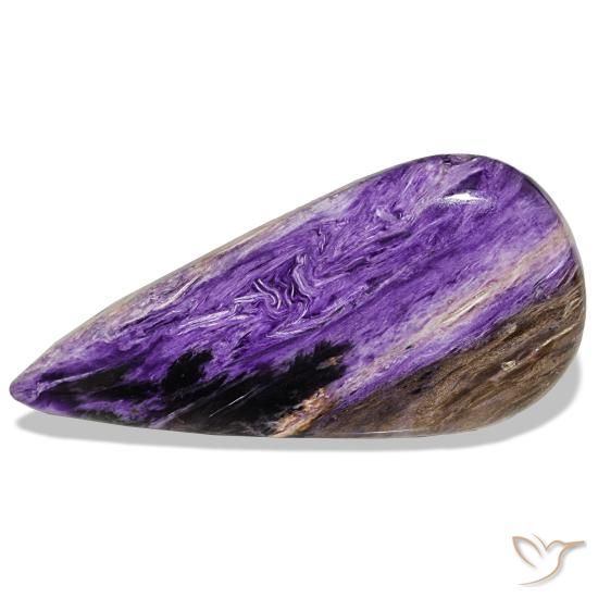 Charoïte violet naturelle en forme de poire, 39,61 ct, opaque
