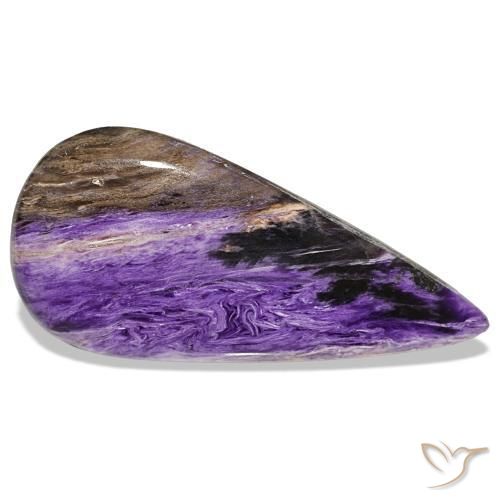 Charoïte violet naturelle en forme de poire, 39,61 ct, opaque