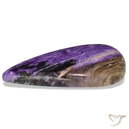 Charoïte violet naturelle en forme de poire, 39,61 ct, opaque
